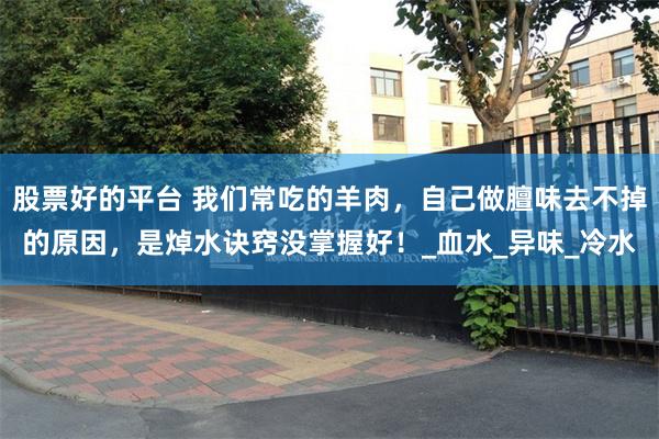 股票好的平台 我们常吃的羊肉，自己做膻味去不掉的原因，是焯水诀窍没掌握好！_血水_异味_冷水