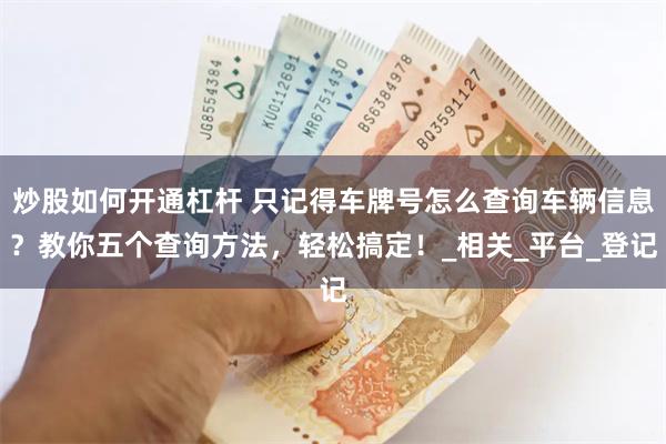 炒股如何开通杠杆 只记得车牌号怎么查询车辆信息？教你五个查询方法，轻松搞定！_相关_平台_登记