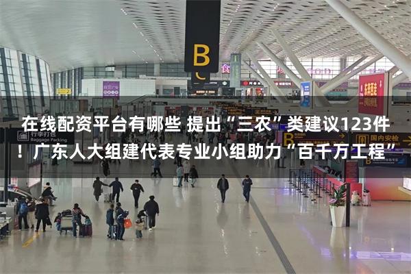 在线配资平台有哪些 提出“三农”类建议123件！广东人大组建代表专业小组助力“百千万工程”