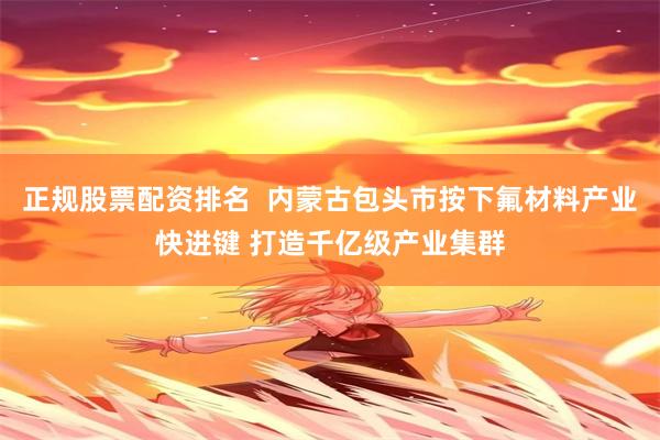 正规股票配资排名  内蒙古包头市按下氟材料产业快进键 打造千亿级产业集群