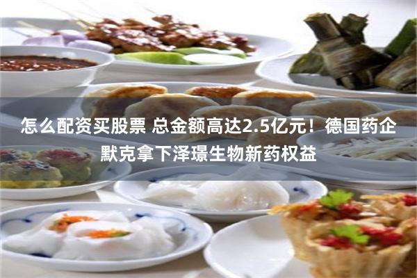 怎么配资买股票 总金额高达2.5亿元！德国药企默克拿下泽璟生物新药权益