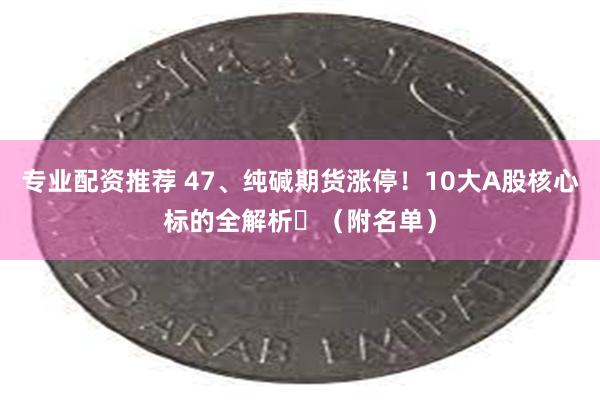 专业配资推荐 47、纯碱期货涨停！10大A股核心标的全解析​（附名单）