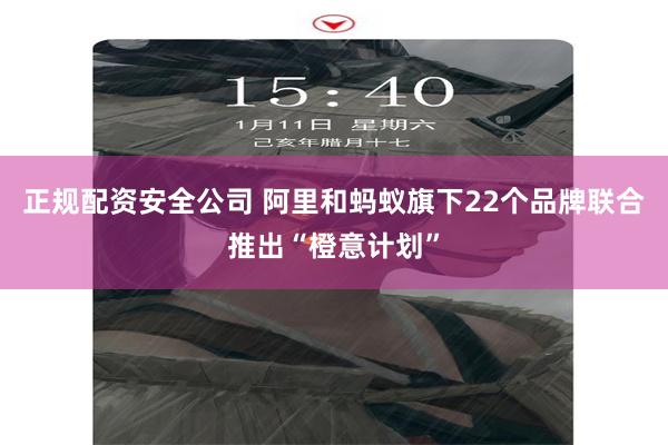 正规配资安全公司 阿里和蚂蚁旗下22个品牌联合推出“橙意计划”
