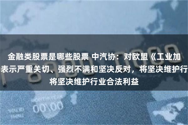 金融类股票是哪些股票 中汽协：对欧盟《工业加速器法案》表示严重关切、强烈不满和坚决反对，将坚决维护行业合法利益