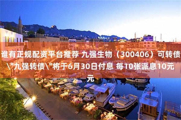 谁有正规配资平台推荐 九强生物（300406）可转债