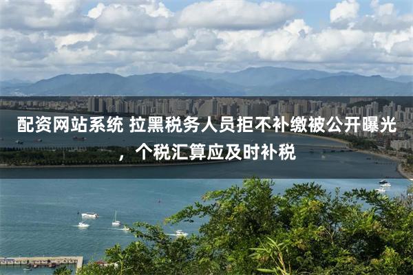 配资网站系统 拉黑税务人员拒不补缴被公开曝光，个税汇算应及时补税