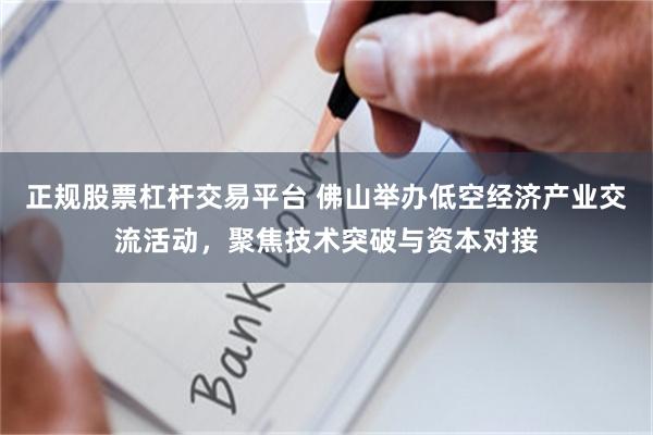 正规股票杠杆交易平台 佛山举办低空经济产业交流活动，聚焦技术突破与资本对接