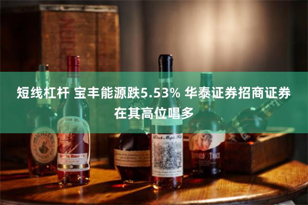 短线杠杆 宝丰能源跌5.53% 华泰证券招商证券在其高位唱多