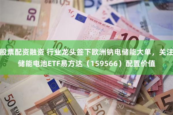 股票配资融资 行业龙头签下欧洲钠电储能大单,关注储能电池ETF易方达(159566)配置价值