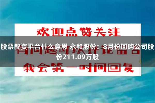 股票配资平台什么意思 永和股份:8月份回购公司股份211.09万股
