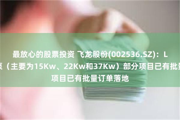 最放心的股票投资 飞龙股份(002536.SZ)：L平台液冷泵（主要为15Kw、22Kw和37Kw）部分项目已有批量订单落地