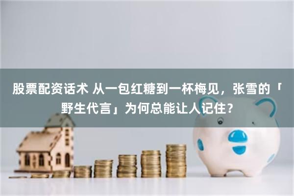 股票配资话术 从一包红糖到一杯梅见，张雪的「野生代言」为何总能让人记住？